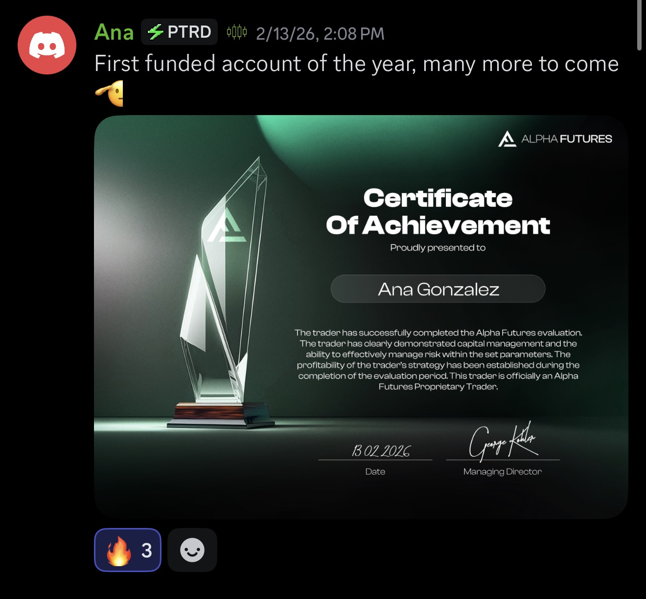 Member first funded account of the year